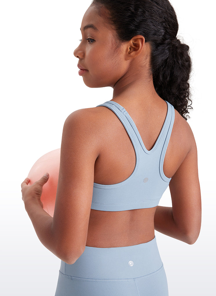 CRZ YOGA  Girl’s Butterluxe Scoop Neck Racerback Yoga Bra Cambric Blue