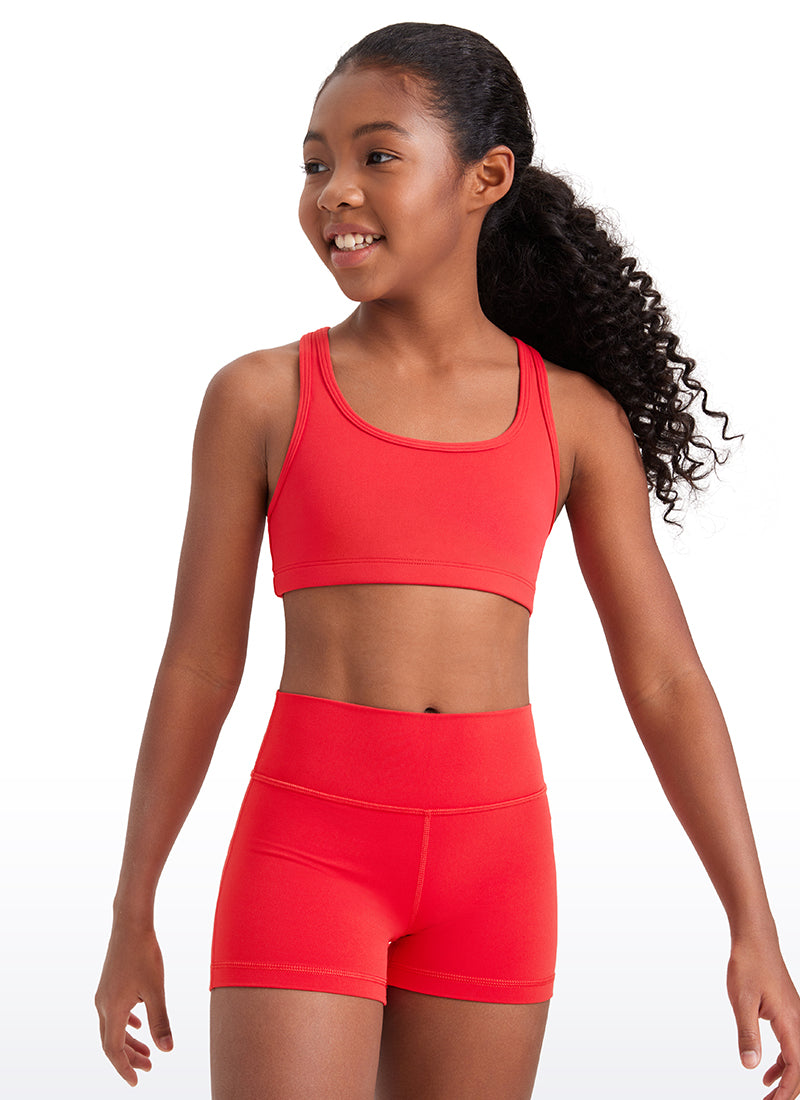 CRZ YOGA  Girl’s Butterluxe Scoop Neck Racerback Yoga Bra Deep Red