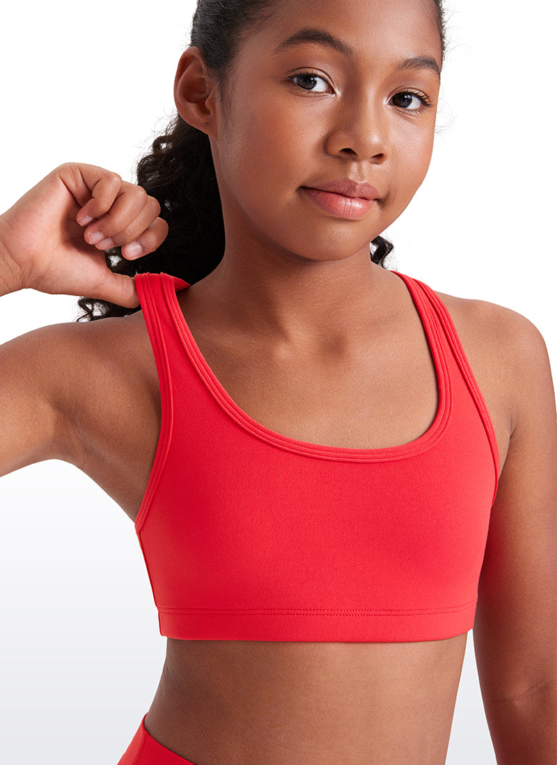 CRZ YOGA  Girl’s Butterluxe Scoop Neck Racerback Yoga Bra Deep Red