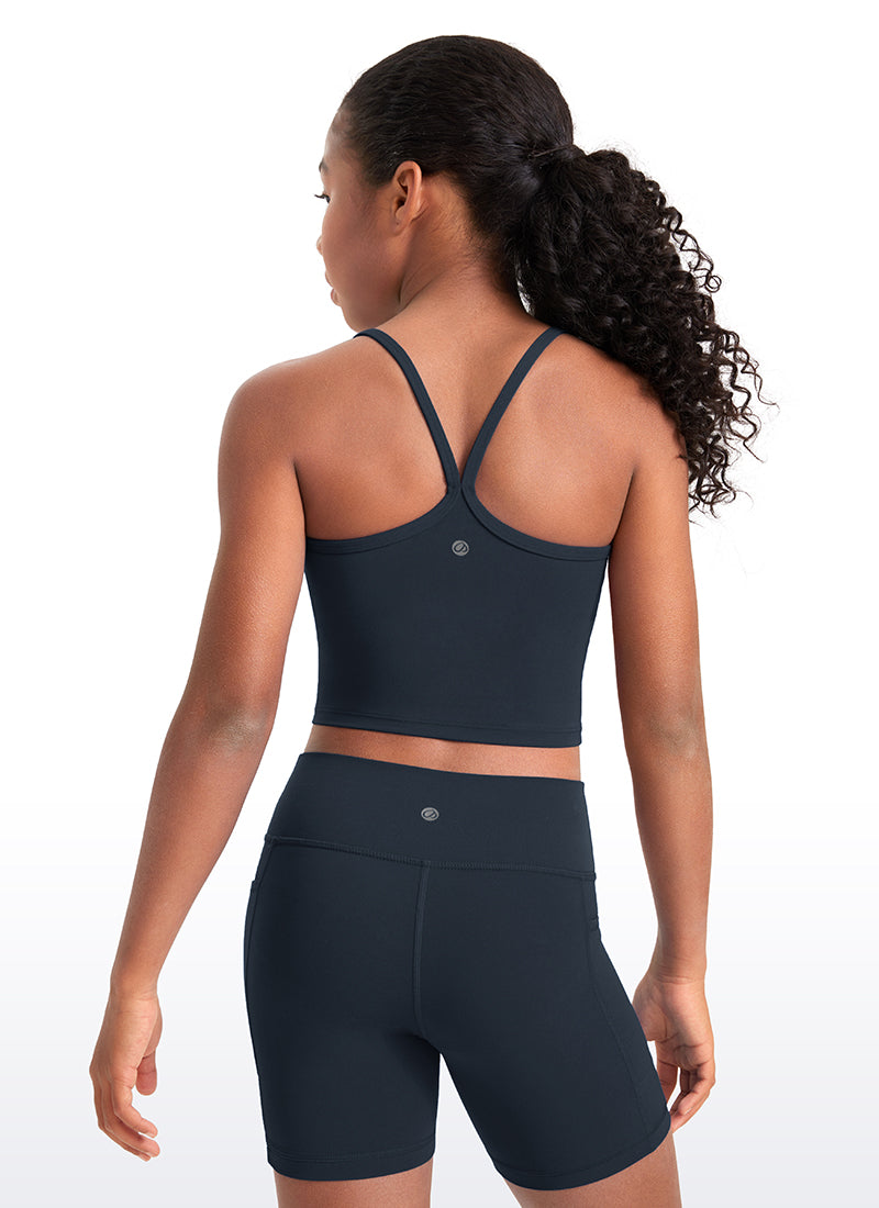 CRZ YOGA Girl's Active Sports Double Lined Y-Back Bra Teens Tank Tops Twilight Blue