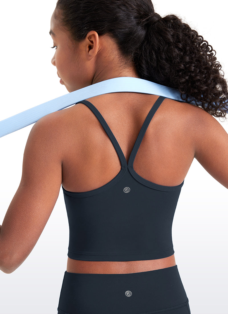 CRZ YOGA Girl's Active Sports Double Lined Y-Back Bra Teens Tank Tops Twilight Blue