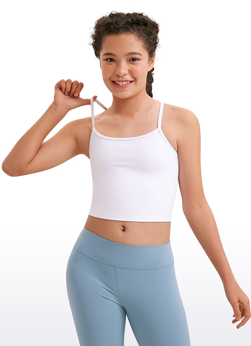 CRZ YOGA Girl's Active Sports Double Lined Y-Back Bra Teens Tank Tops White