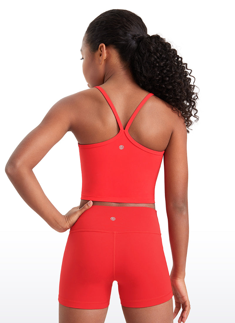 CRZ YOGA Girl's Active Sports Double Lined Y-Back Bra Teens Tank Tops Deep Red