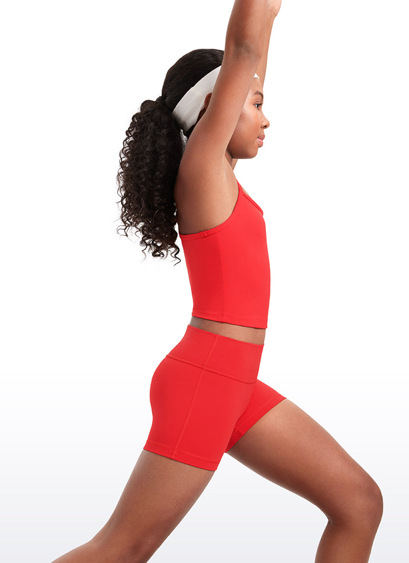 CRZ YOGA Girl's Active Sports Double Lined Y-Back Bra Teens Tank Tops Deep Red