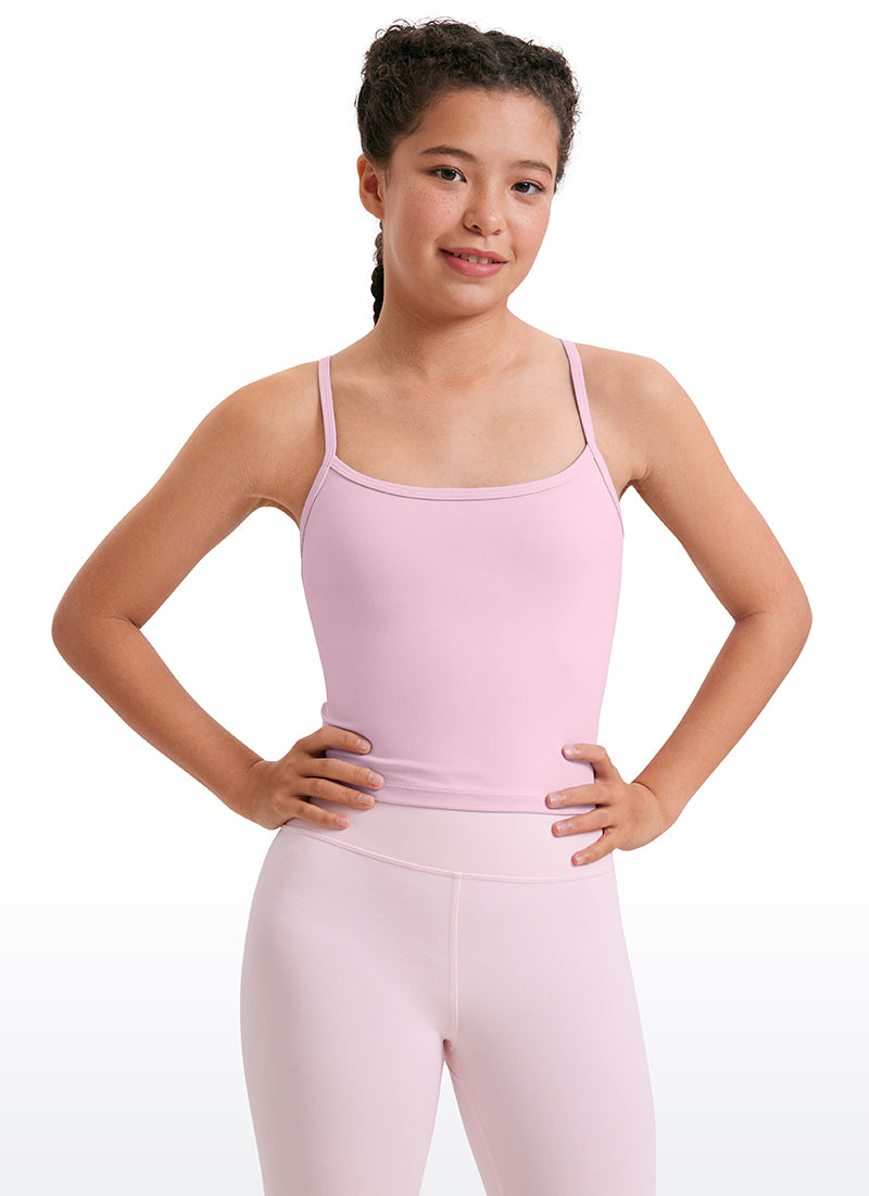 CRZ YOGA Girl's Active Sports Double Lined Y-Back Bra Teens Tank Tops Milk Pink