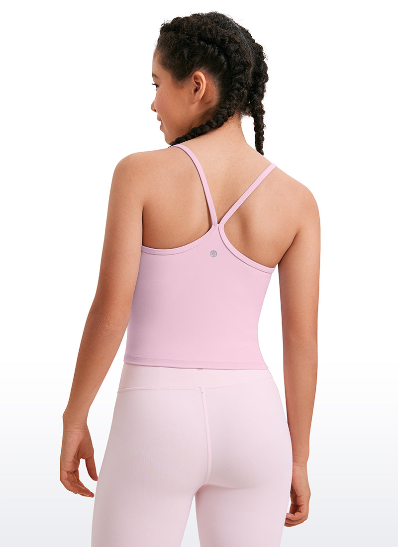 CRZ YOGA Girl's Active Sports Double Lined Y-Back Bra Teens Tank Tops Milk Pink