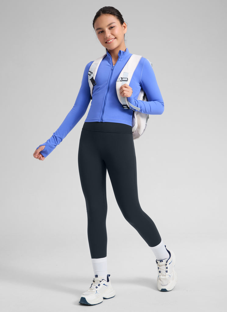 CRZ YOGA Girl's Butterlift Yoga Casual High Rise No Front Seam Legging True Navy