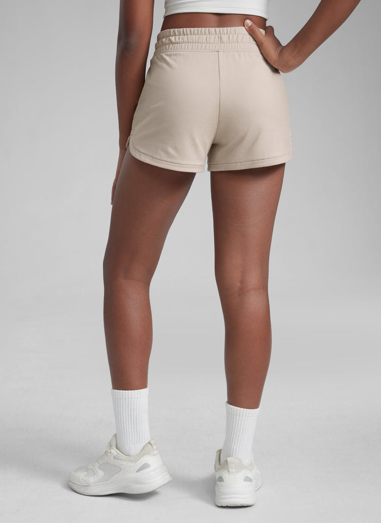 CRZ YOGA Girls Dolphin with Drawstring Pockets Sweat Shorts Milky White