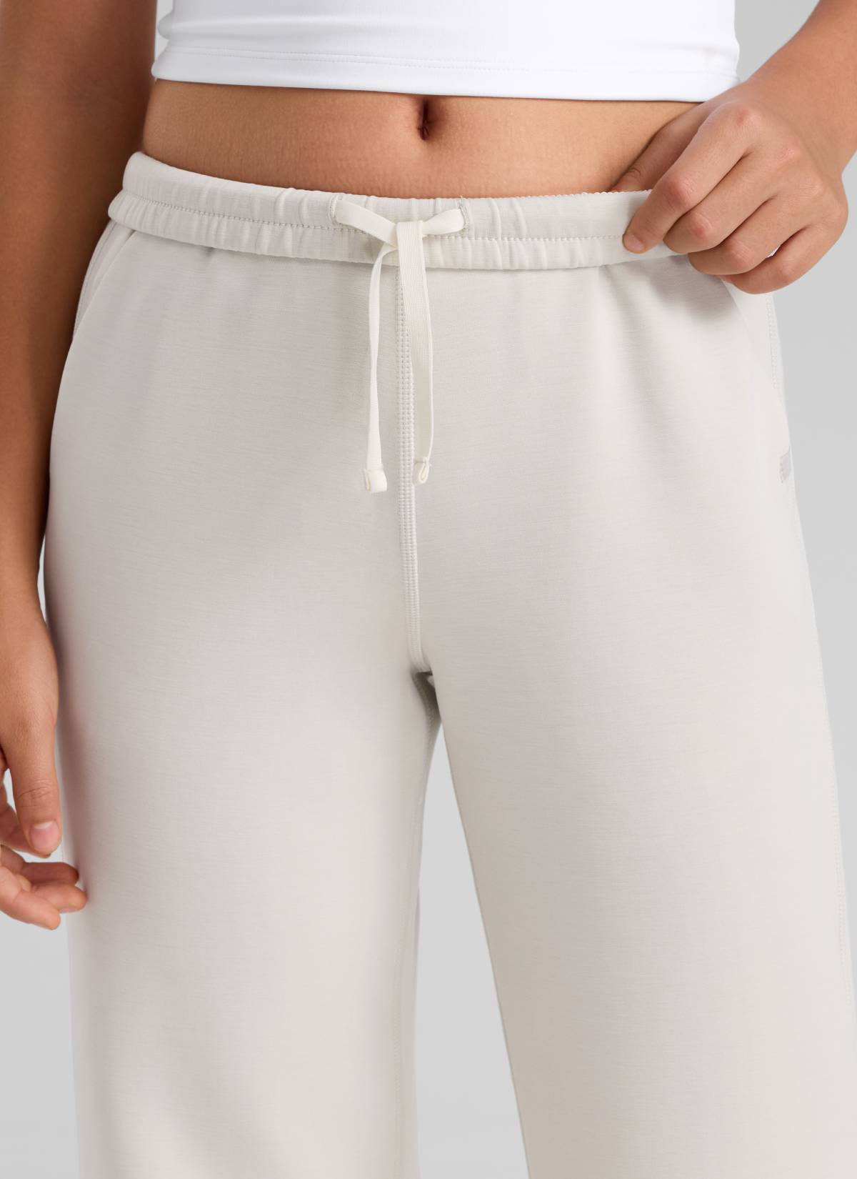 CRZ YOGA Girl's SoftAura High Rise Drastring Pocket Wide Leg sweatpant Milky White
