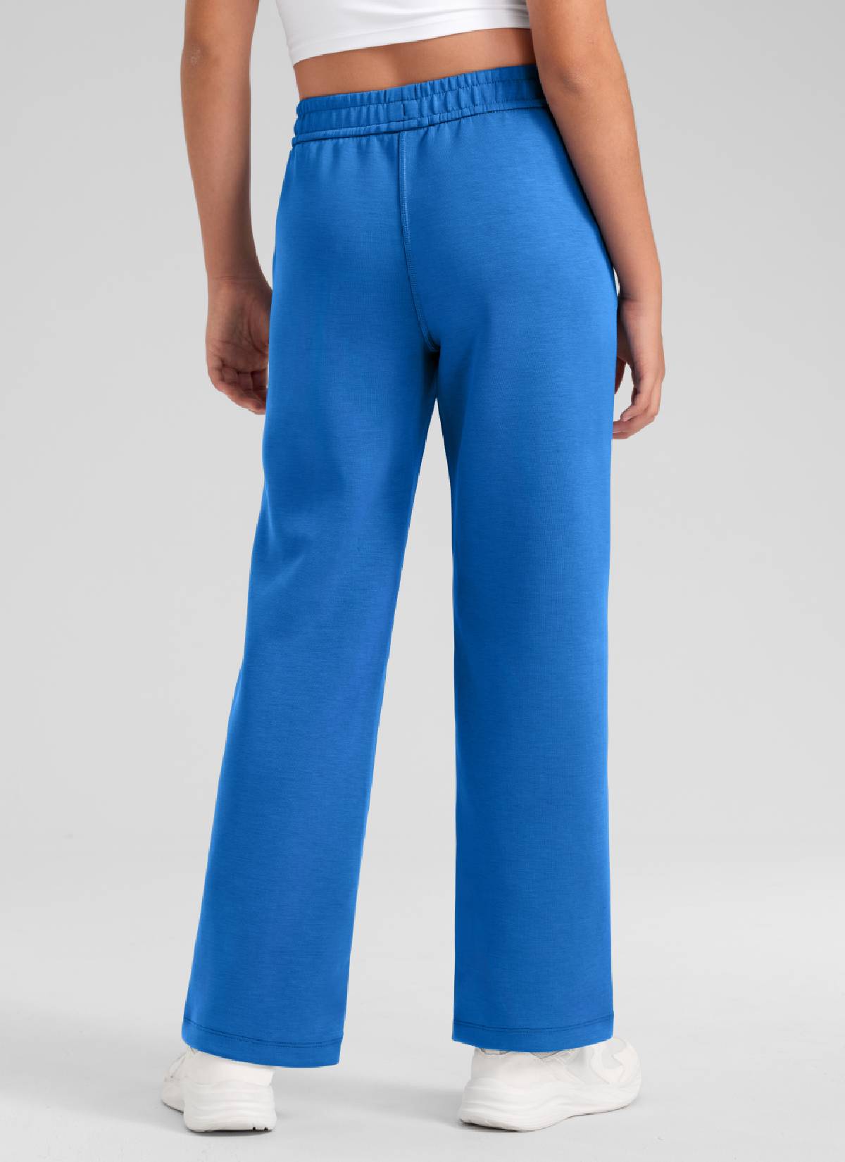 CRZ YOGA Girl's SoftAura High Rise Drastring Pocket Wide Leg sweatpant Sparkle Blue