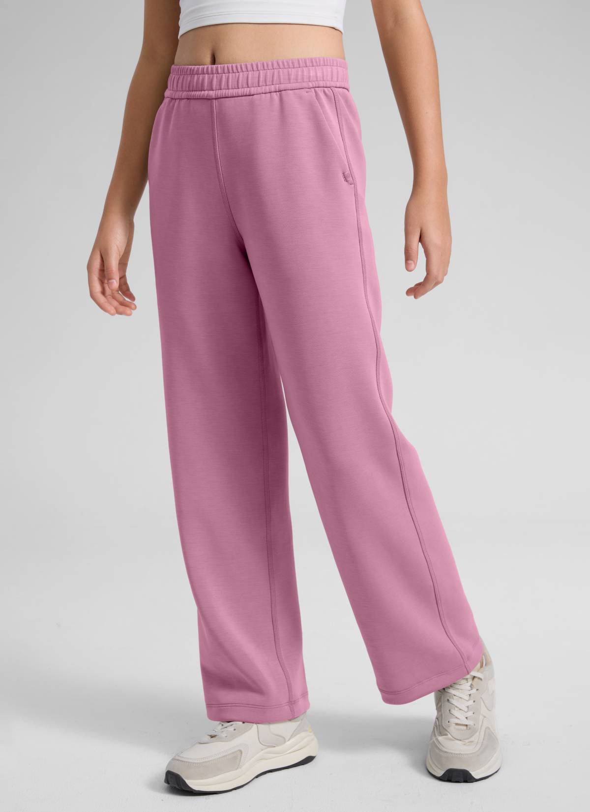 CRZ YOGA Girl's SoftAura High Rise Drastring Pocket Wide Leg sweatpant Velvet Dust
