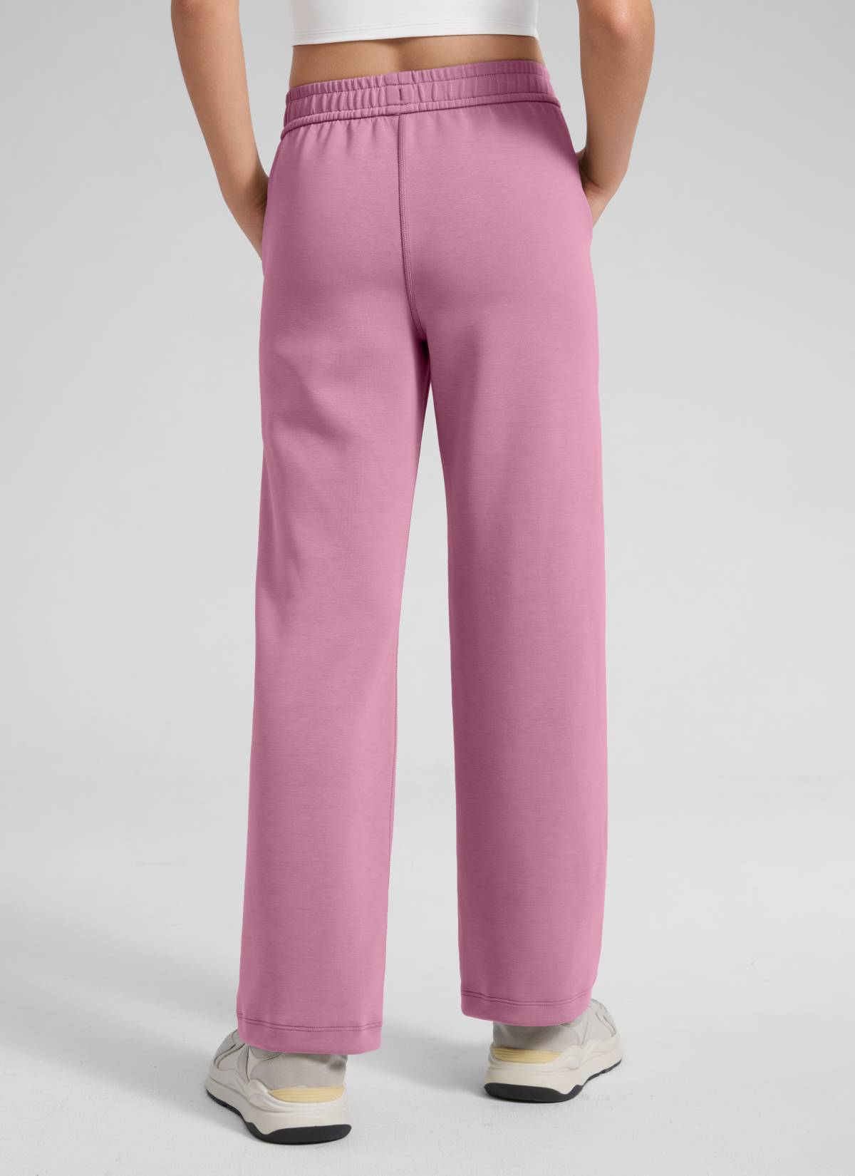 CRZ YOGA Girl's SoftAura High Rise Drastring Pocket Wide Leg sweatpant Velvet Dust