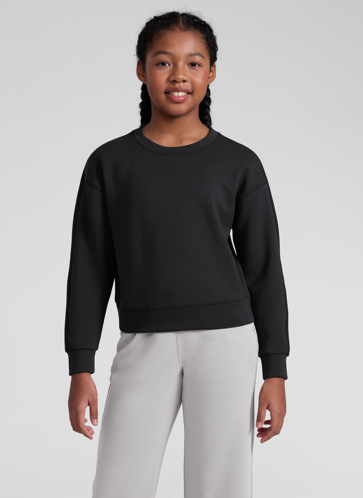 CRZ YOGA Girl's SoftAura Casual Relaxed Fit Workout Sweatshirt Black