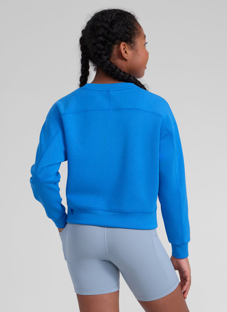CRZ YOGA Girl's SoftAura Casual Relaxed Fit Workout Sweatshirt Sparkle Blue