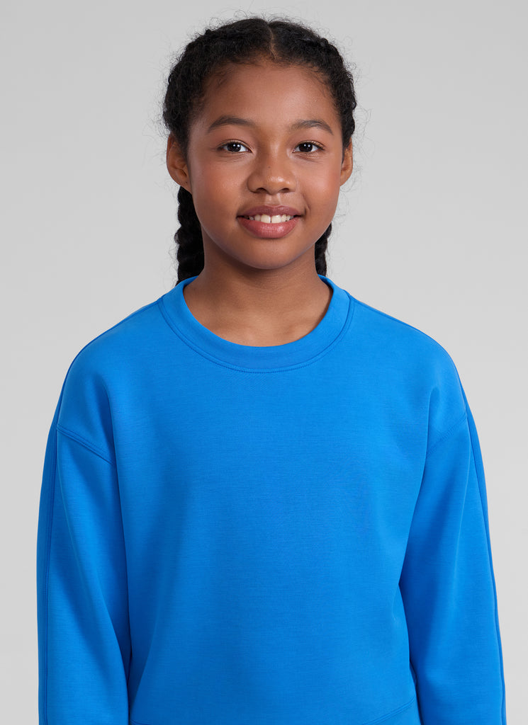 CRZ YOGA Girl's SoftAura Casual Relaxed Fit Workout Sweatshirt Sparkle Blue