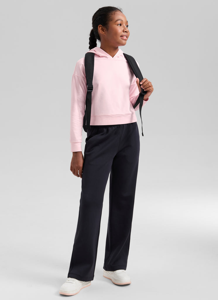 CRZ YOGA Girl's Cloud Jersey Casual Hooded Neck Long Sleeves Strawberry Pink