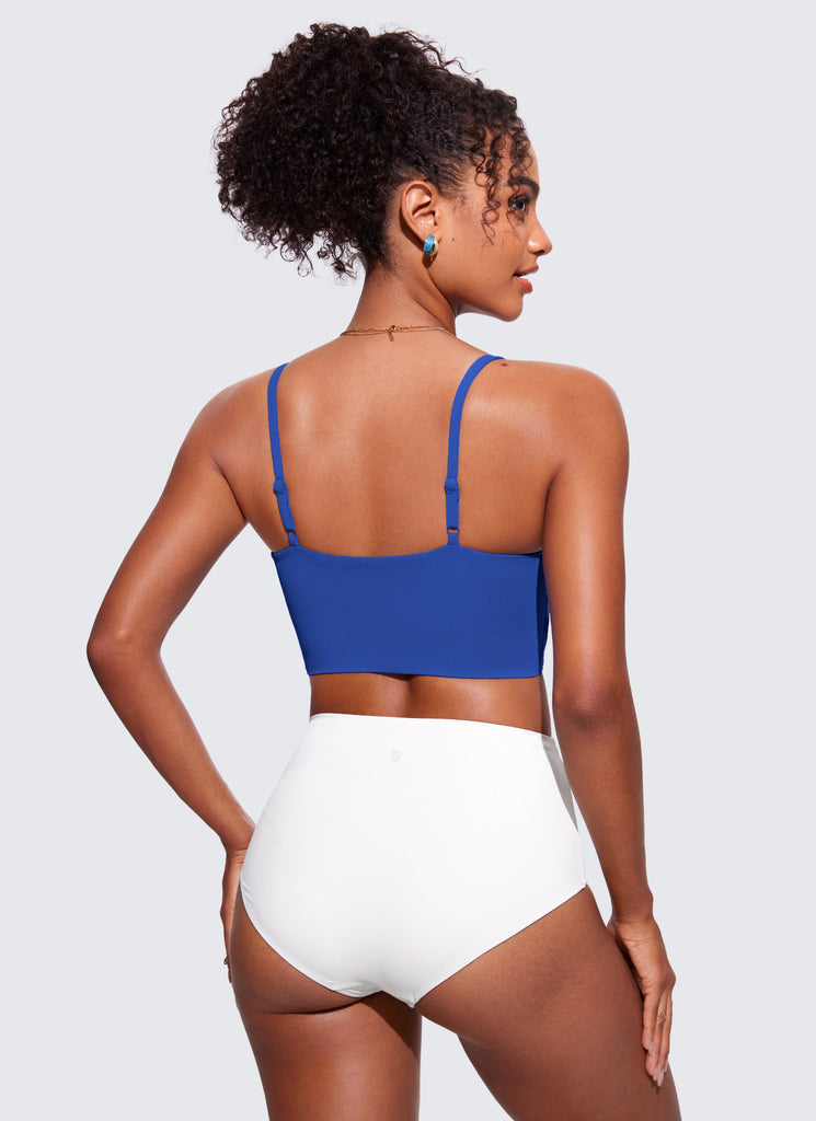 CRZ YOGA Women's Swimwear Tops Sunshine Bikini Top Adjustable Strap Waves Blue