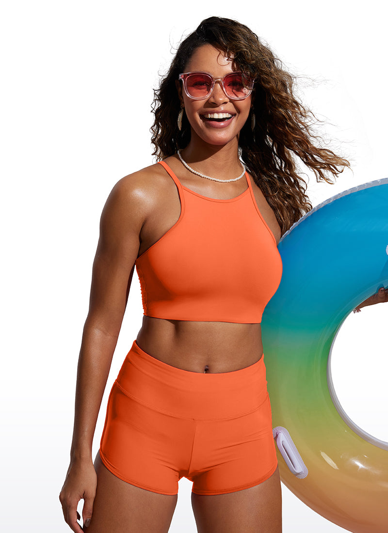 CRZ YOGA Women's Swimwear Tops Sunshine Bikini Top High Neck Coral