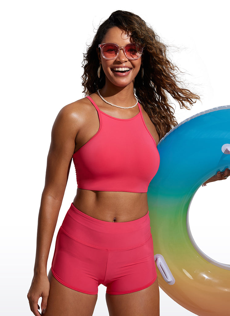 CRZ YOGA Women's Swimwear Tops Sunshine Bikini Top High Neck Magenta