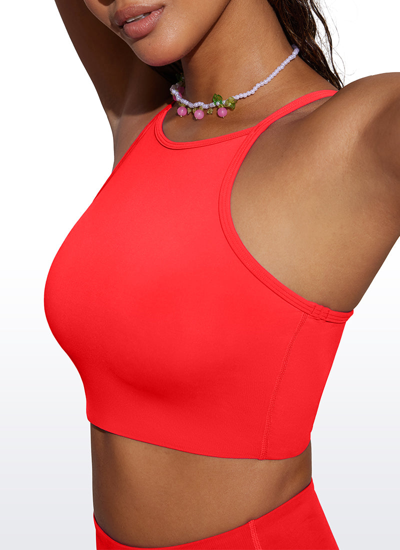CRZ YOGA Women's Swimwear Tops Sunshine Bikini Top High Neck Dark Red