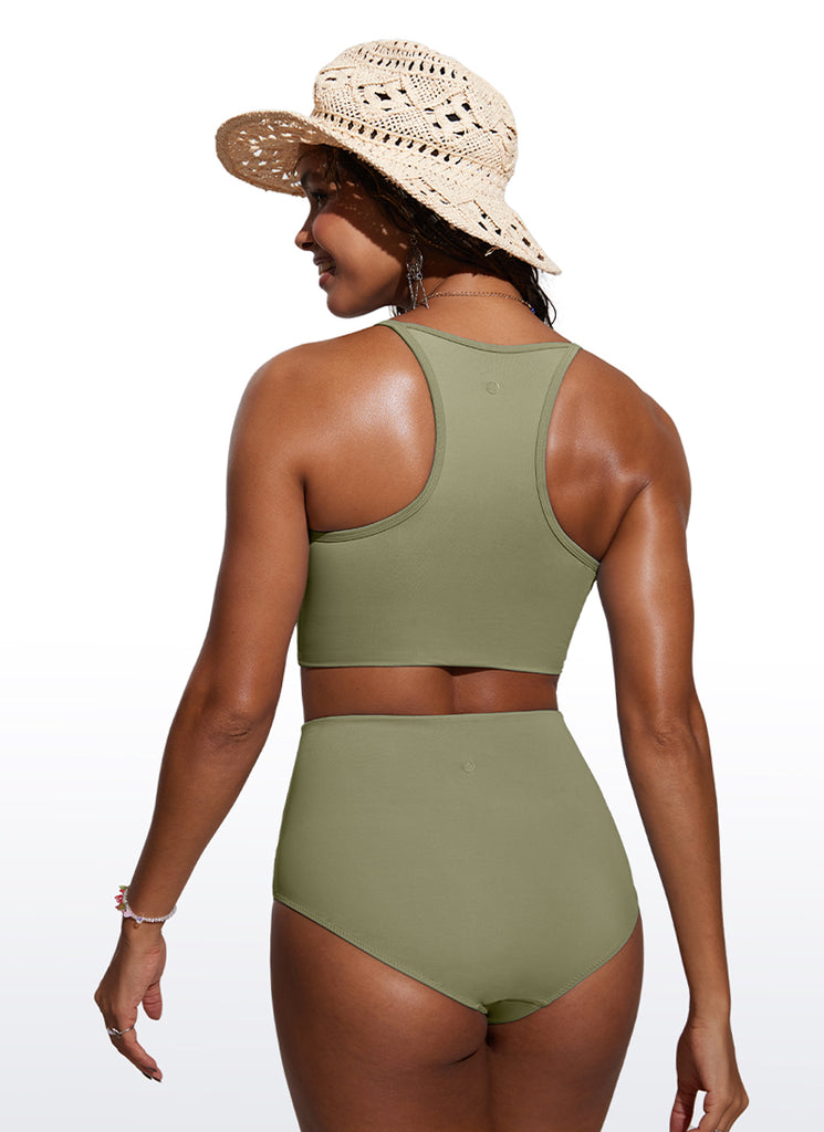 CRZ YOGA Women's Swimwear Tops Sunshine Bikini Top High Neck Black