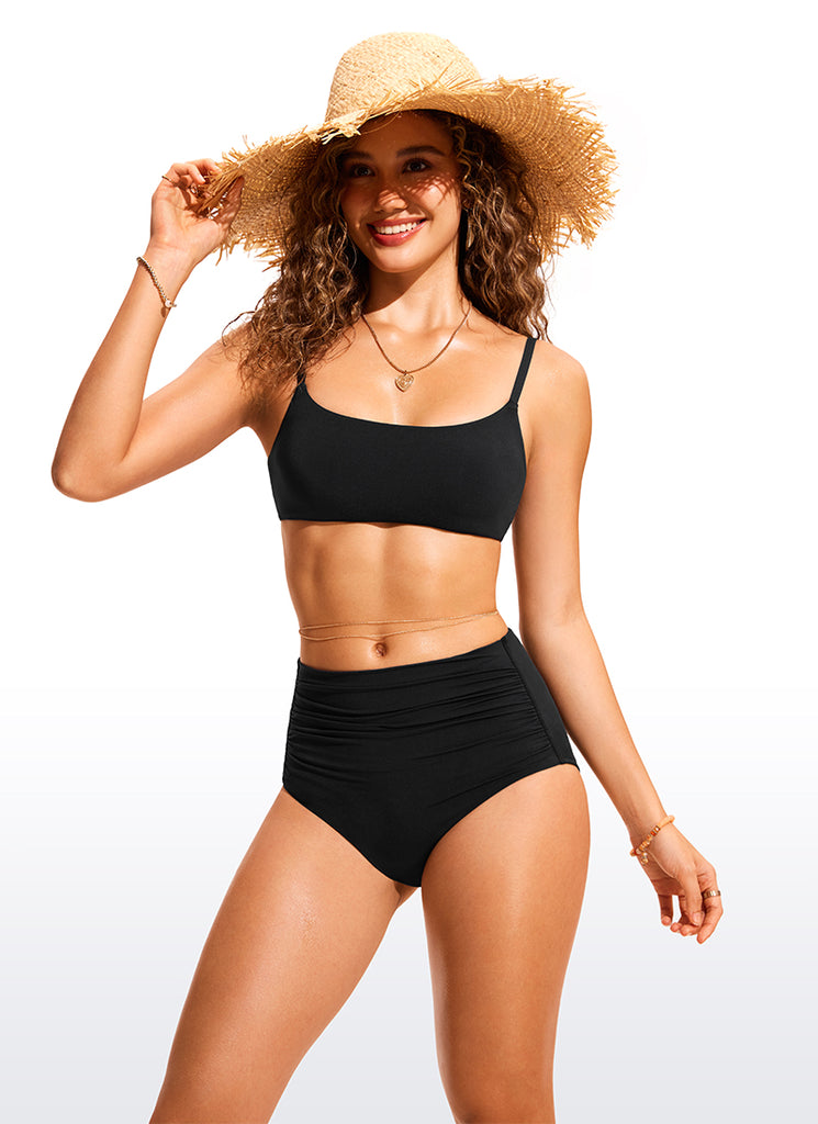 CRZ YOGA Women's Swimwear Tops Bikini Top Adjustable Strap Waves Blue