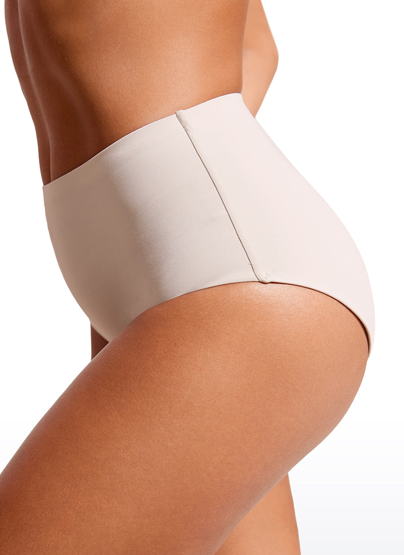 CRZ YOGA Women's Swim Bikini Bottom High Waisted Bathing Swimsuit Milky White