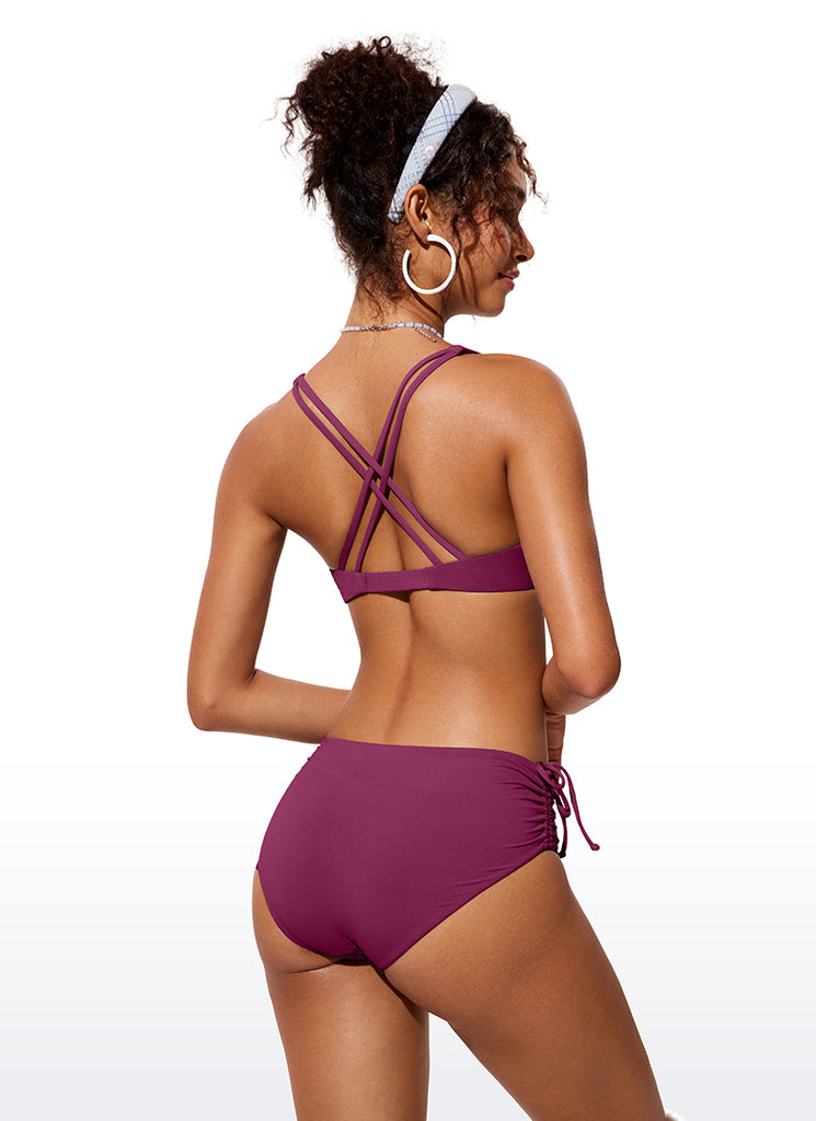 CRZ YOGA Women's Swimwear Tops Sunshine Bikini Top V Neck Criss Cross White