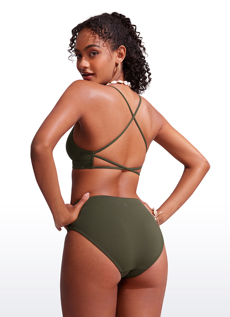 CRZ YOGA Women's Swimwear Sunshine V Neck Bikini Tops Criss Cross Back High Visibility Yellow