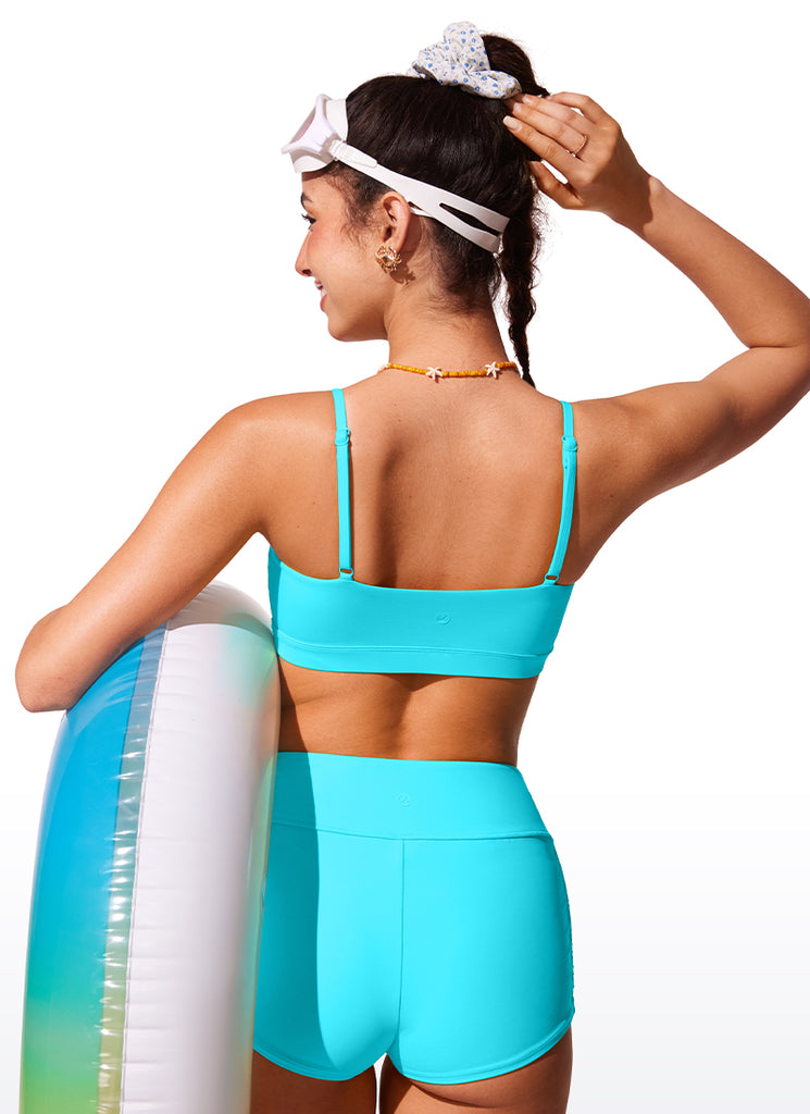 CRZ YOGA Women's Swimwear Tops Bikini Top Adjustable Strap Padded Pomegranate