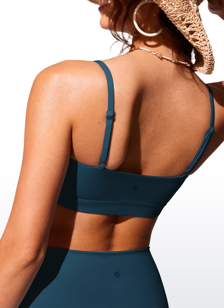 CRZ YOGA Women's Swimwear Tops Bikini Top Adjustable Strap Padded White