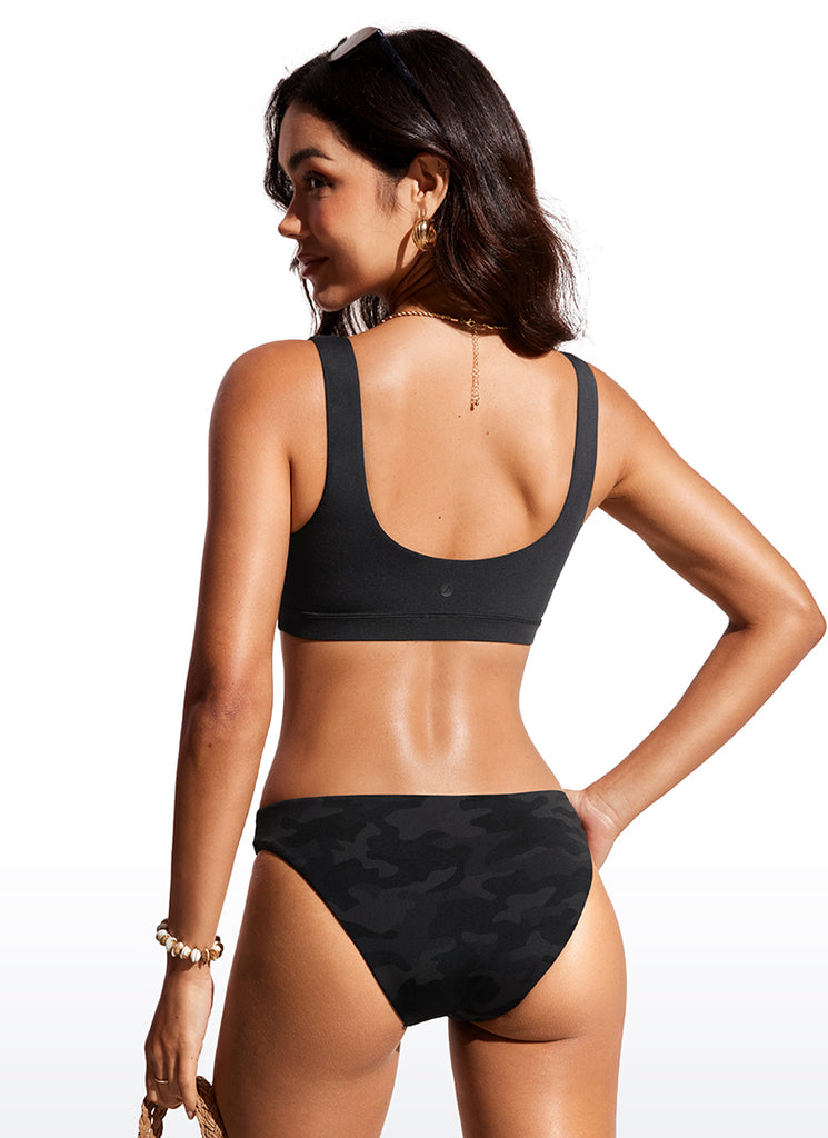 CRZ YOGA Women's Swimwear Tops Bikini Top U Back Black