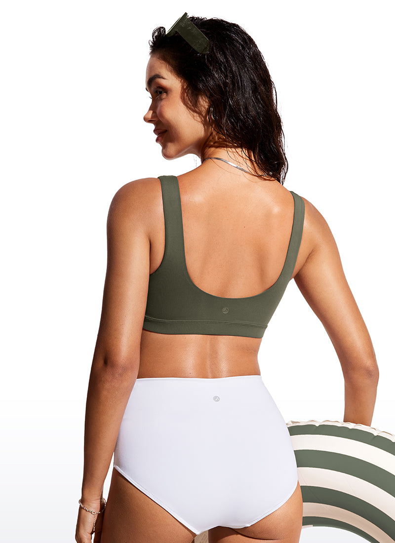 CRZ YOGA Women's Swimwear Tops Bikini Top U Back Dark Olive
