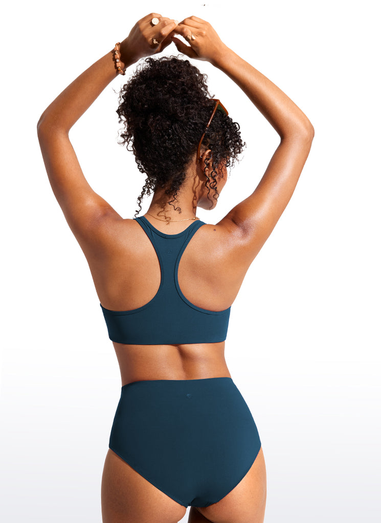 CRZ YOGA Women's Swimwear U Neck Bikini Tops Racerback Black