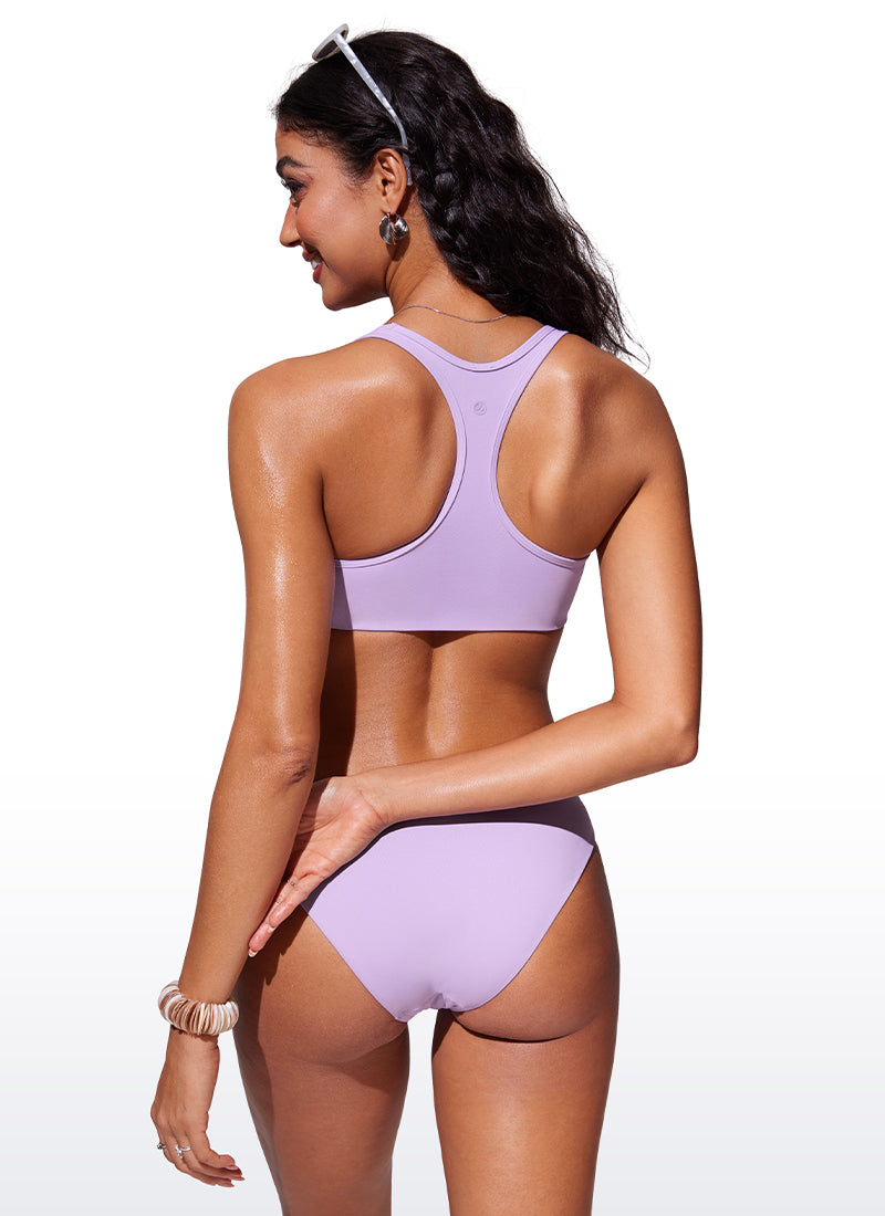 CRZ YOGA Women's Swimwear U Neck Bikini Tops Racerback Elfin Purple