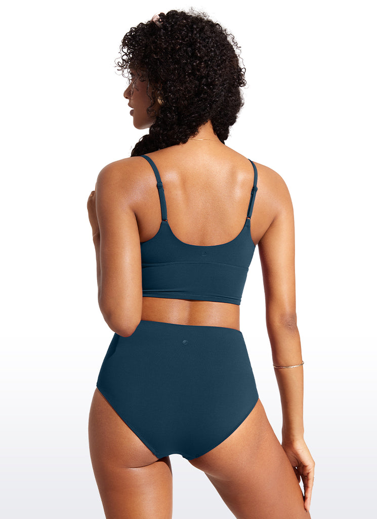 CRZ YOGA Women's Swimwear Tops Sunshine Deep V Strappy Bikini Top Black