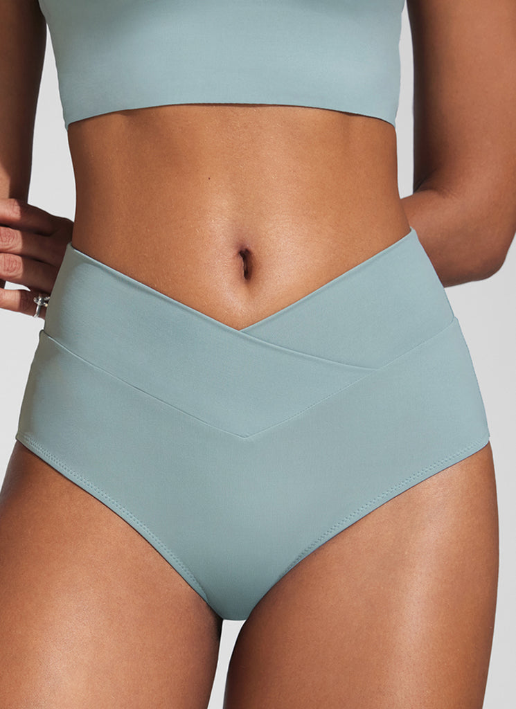 CRZ YOGA Women's Swim V Cross Waist Bikini Bottom Granita Pink