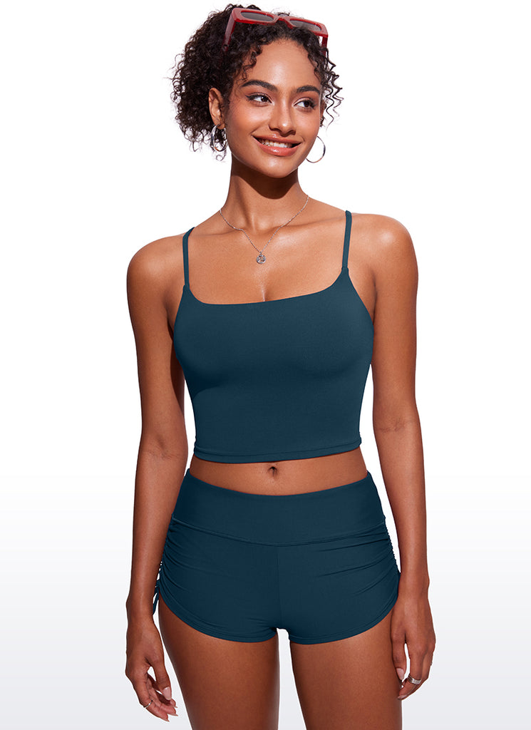 CRZ YOGA Women's Sunshine Bikini Tops U Back Longline Adjustable Straps Jungle Camouflage Gray