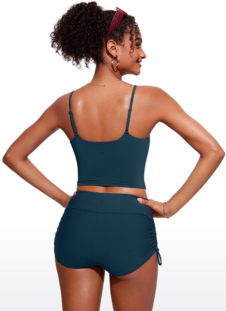 CRZ YOGA Women's Sunshine Bikini Tops U Back Longline Adjustable Straps Jungle Camouflage Gray