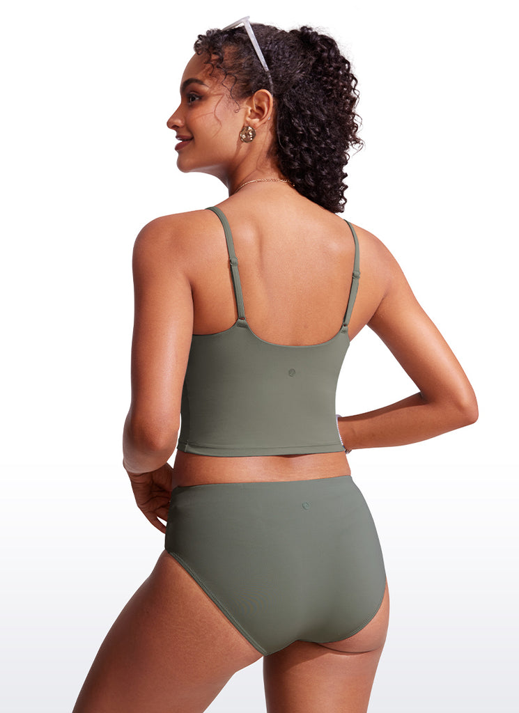 CRZ YOGA Women's Sunshine Bikini Tops U Back Longline Adjustable Straps Light grayish blue