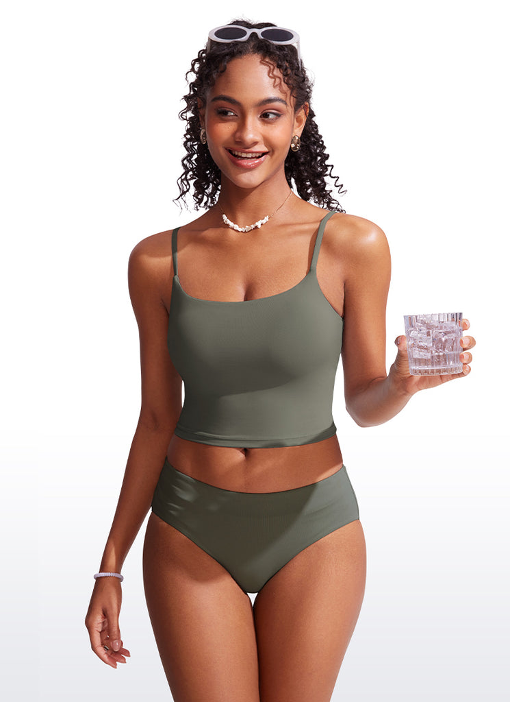 CRZ YOGA Women's Sunshine Bikini Tops U Back Longline Adjustable Straps Light grayish blue