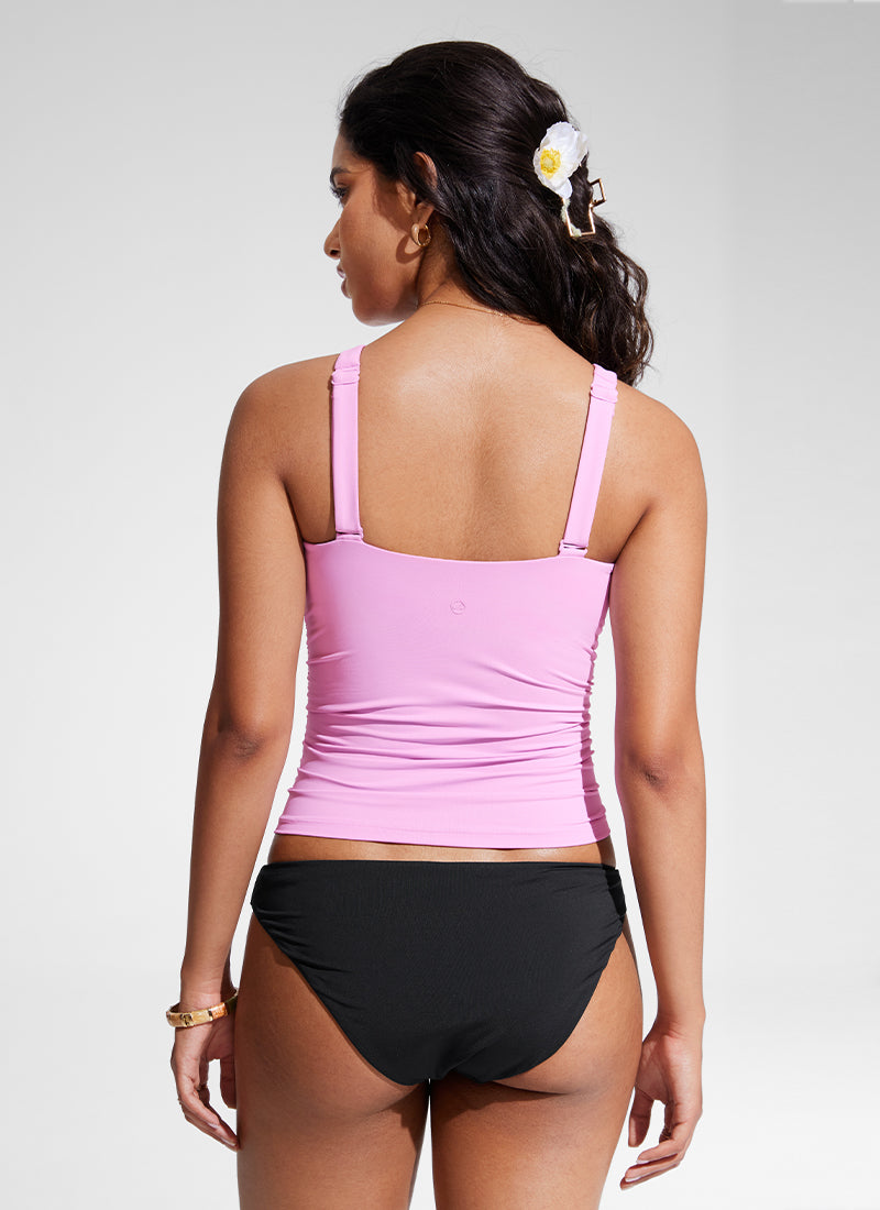 CRZ YOGA Women's Sunshine Square Neck Adjustable Swim Tank Vita Pink