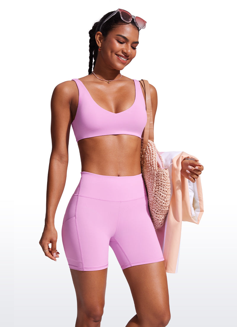 CRZ YOGA Women's Swim Board Shorts High Waisted Bathing Bottoms Vita Pink