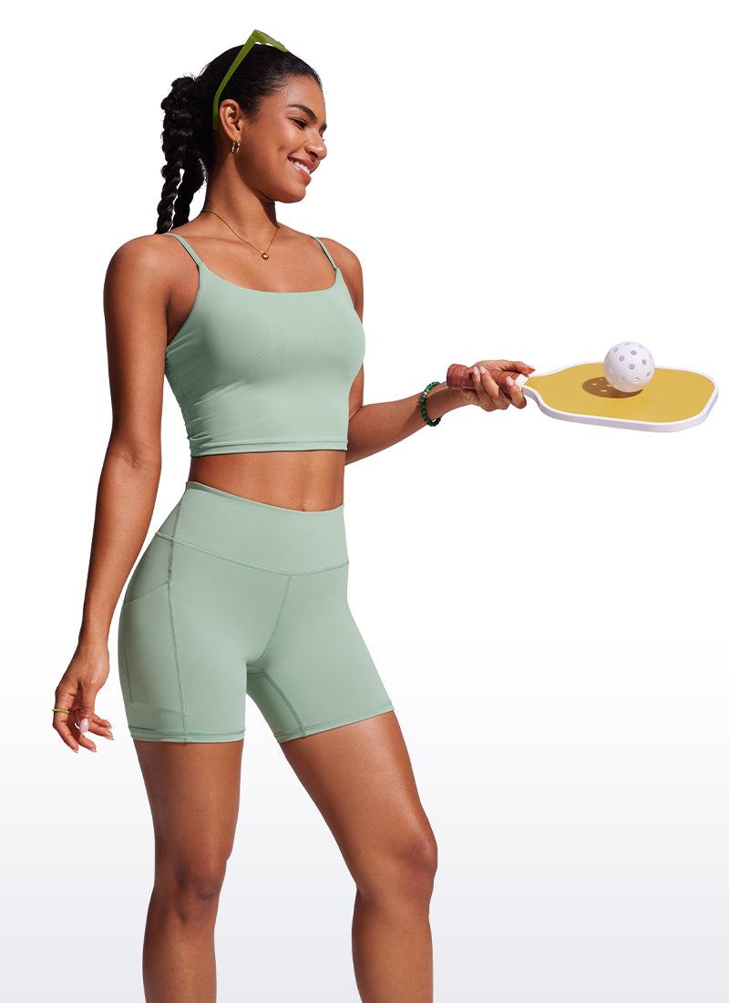CRZ YOGA Women's Swim Board Shorts High Waisted Bathing Bottoms Green Palm Court