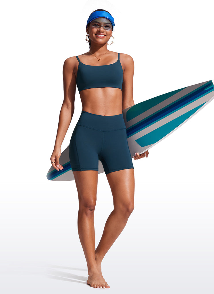 CRZ YOGA Women's Swim Board Shorts High Waisted Bathing Bottoms Black