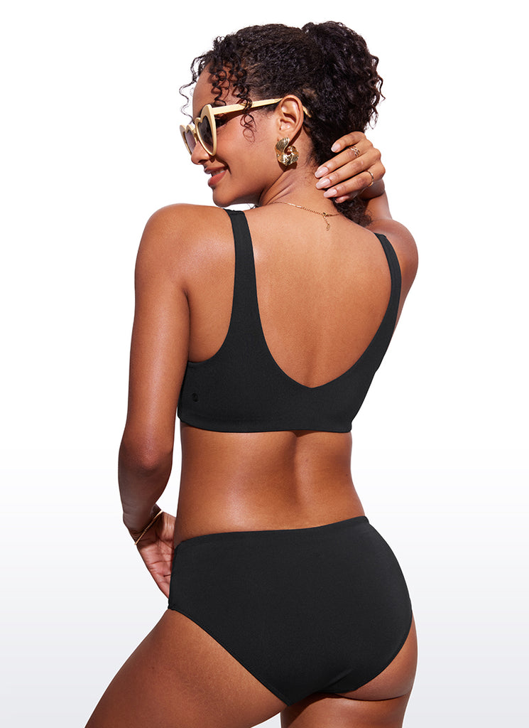 CRZ YOGA V Neck Bikini Padded Tops Swimsuit Deep Red