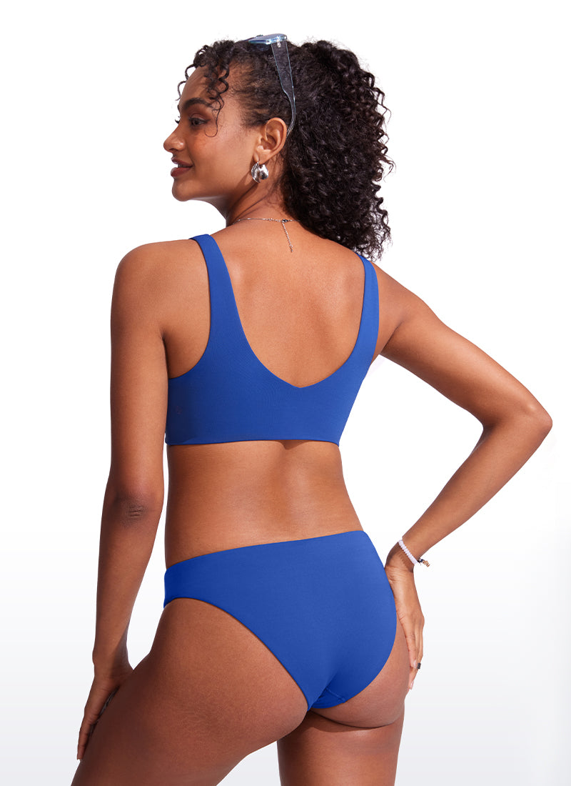 CRZ YOGA V Neck Bikini Padded Tops Swimsuit Waves Blue