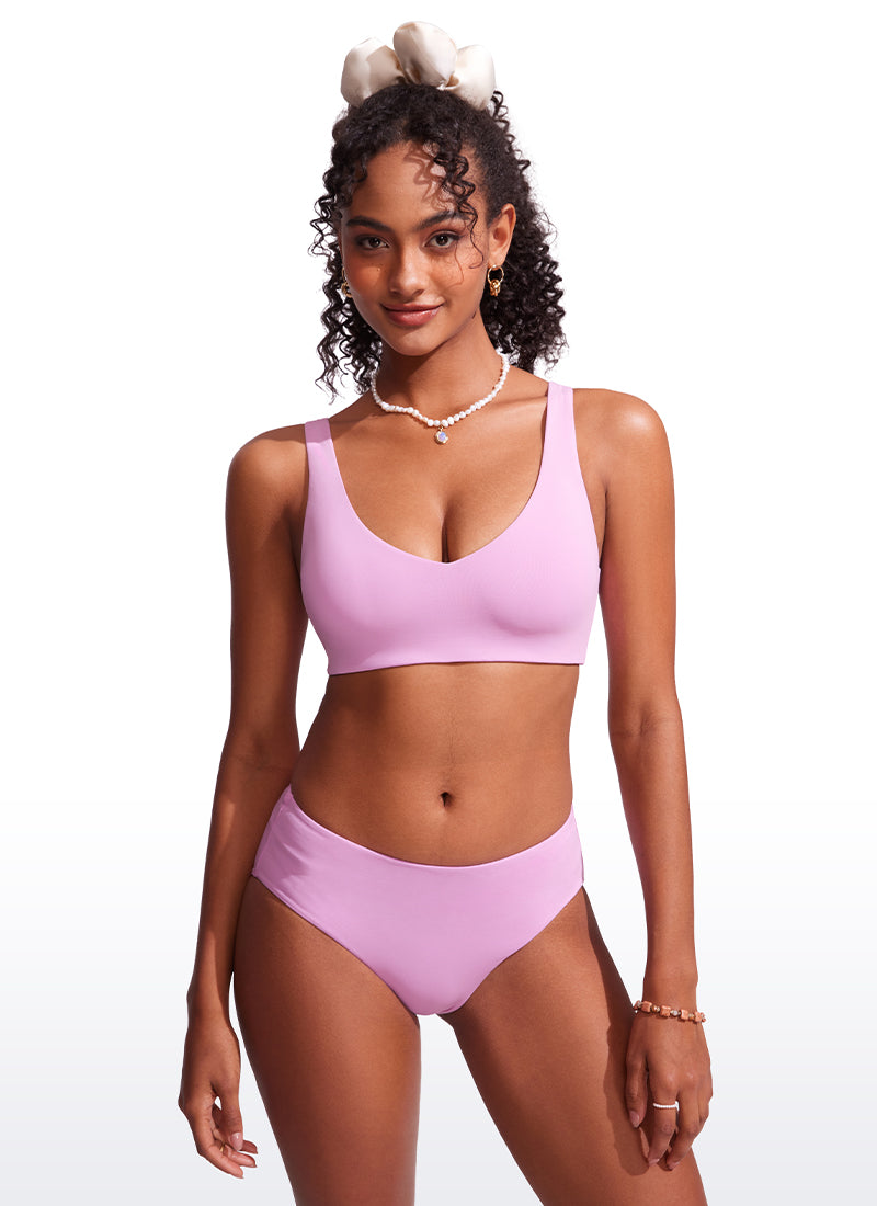 CRZ YOGA V Neck Bikini Padded Tops Swimsuit Vita Pink