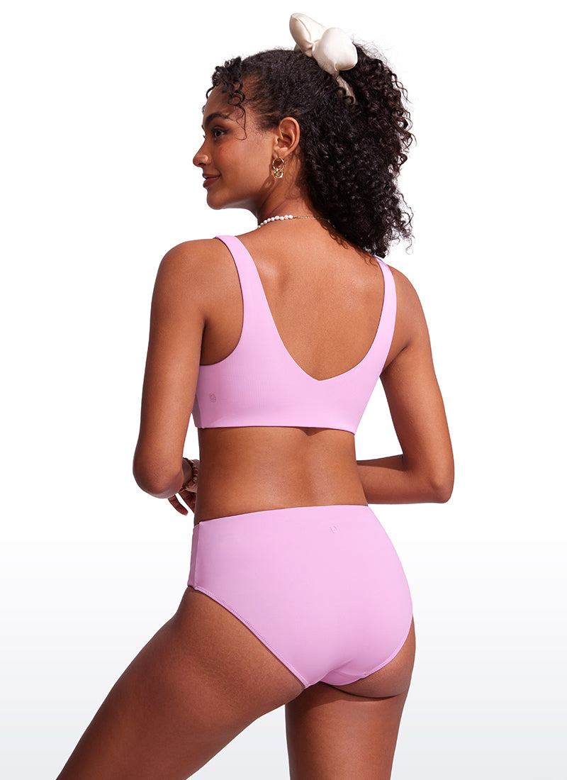 CRZ YOGA V Neck Bikini Padded Tops Swimsuit Vita Pink