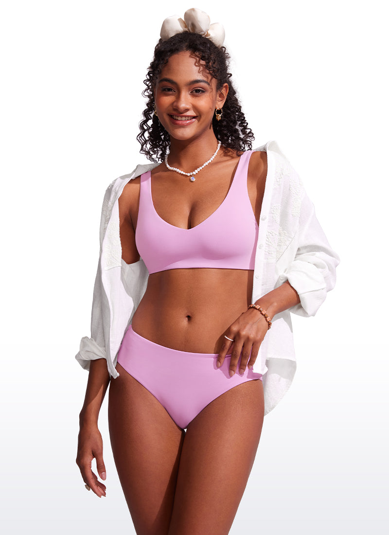 CRZ YOGA V Neck Bikini Padded Tops Swimsuit Vita Pink